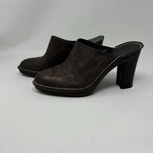 DONALD J PLINER womens brown bronze western couture bozza mules Italian made 7.5